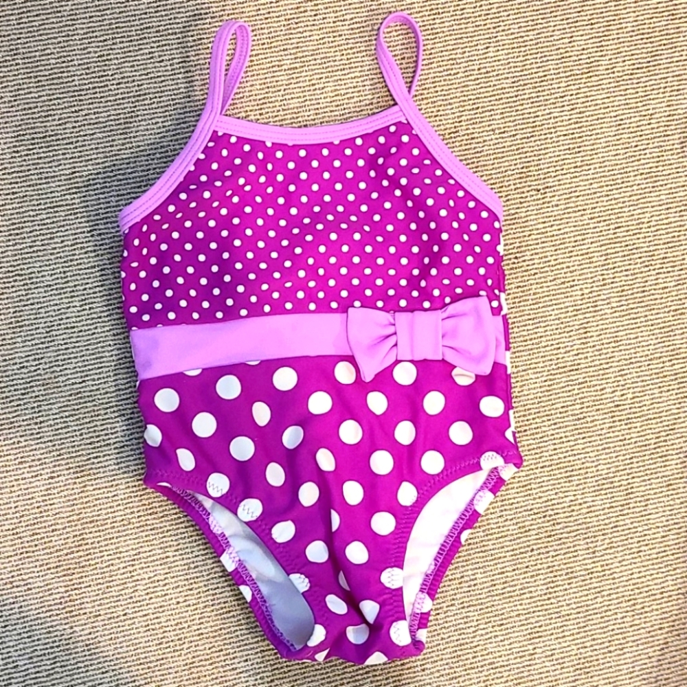Baby Girls Purple polka-dot swimsuit